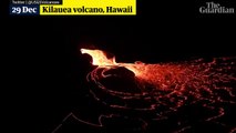 Lava flows inside Hawaii volcano crater after explosion