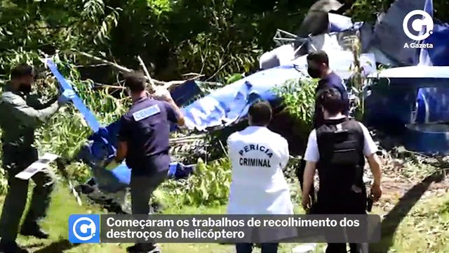 Começaram os trabalhos de recolhimento dos destroços do helicóptero