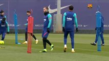 Buen ambiente en el entrenamiento del Barça tras la victoria ante el Athletic