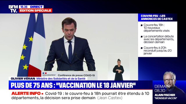 Olivier Véran: le délai entre les deux doses du vaccin Pfizer/BioNtech allongé jusqu'à 6 semaines au lieu de 3
