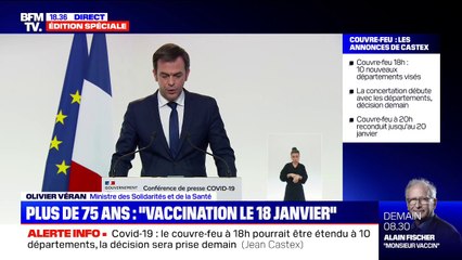 Olivier Véran: le délai entre les deux doses du vaccin Pfizer/BioNtech allongé "jusqu'à 6 semaines au lieu de 3"