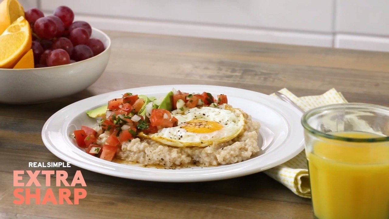 Oatmeal With Fried Egg and Avocado