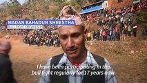 Bull fighting heralds harvest in Nepali village