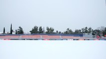 El Atlético de Madrid entrena en el gimnasio a causa de la nieve