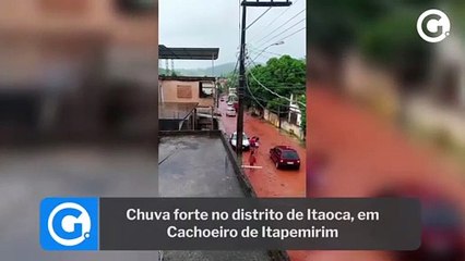 Chuva forte no distrito de Itaoca, em Cachoeiro de Itapemirim