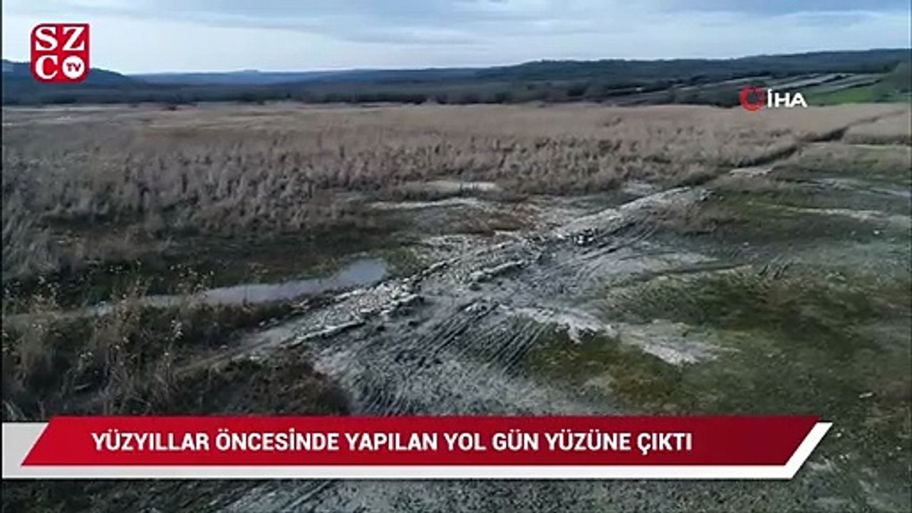 Sular çekildi yüzyıllar öncesinde yapılan tarihi yol dikkat çekti