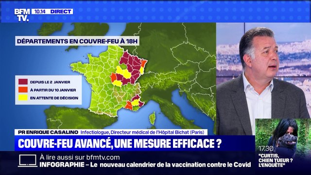 Couvre-feu avancé, territoires remontés - 09/01