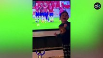 Así celebró el hijo de Messi el gol de falta de su padre