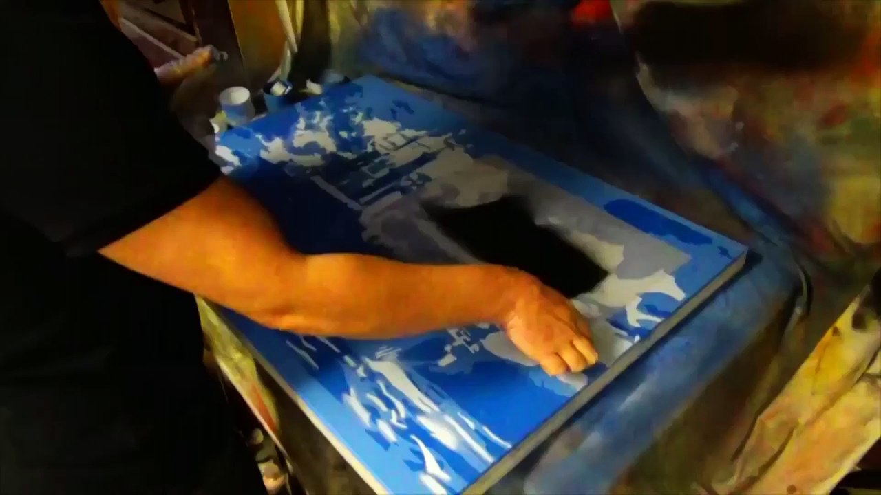 Short Pop Art spray painting of HMS Ark Royal Aircraft carrier