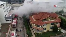 Bursa’da mobilya fabrikasındaki yangın drone ile görüntülendi