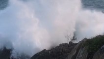 Waves crash on the California coast amid high surf advisory