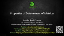 Properties of Determinant of Matrices