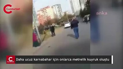 Tanesi 1,25 TL'den satılan karnabahar için onlarca metrelik kuyruk oluştu