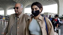 Jahnvi Sister Khushi Kapoor and Bonney Kapoor Spotted at Airport | FilmiBeat