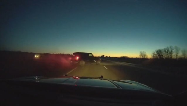 Car swerves and flips off of frosty road