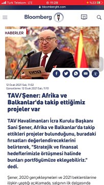 TAV Havalimanları Afrika ve Balkanlar'da takip ettiğimiz projeler var