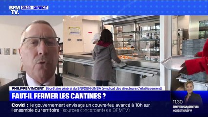 Philippe Vincent (SNPDEN-UNSA) estime que la fermeture des cantines reviendrait à fermer les écoles "dans beaucoup de cas"