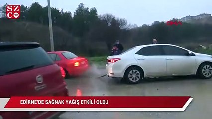 Edirne'de sağanak etkili oldu; cadde ve sokakları su bastı