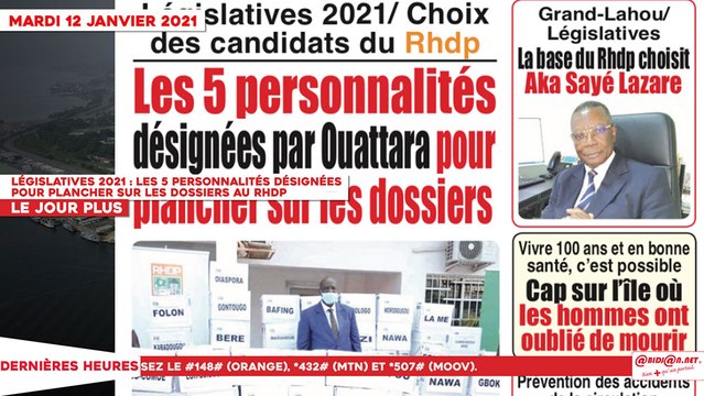 Le Titrologue du 12 Janvier 2021 / Législatives 2021 : Les 5 personnalités désignées pour plancher sur les dossiers au RHDP