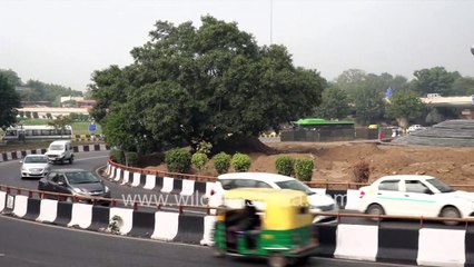 Inner Ring Road with cars and ugly steel sprouts - virtual tour _ Streets of South Delhi