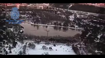 La nevada de Filomena en Madrid, vista desde el helicóptero de la Policía Nacional