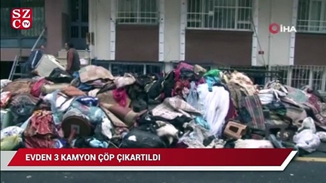 Esenler’de bir evden 3 kamyon çöp çıkartıldı