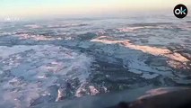 Espectaculares imágenes del temporal de nieve de un vuelo que aterriza en Barajas