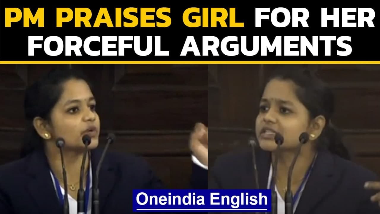 PM Modi impressed by Andhra student's forceful speech: Watch | Oneindia News