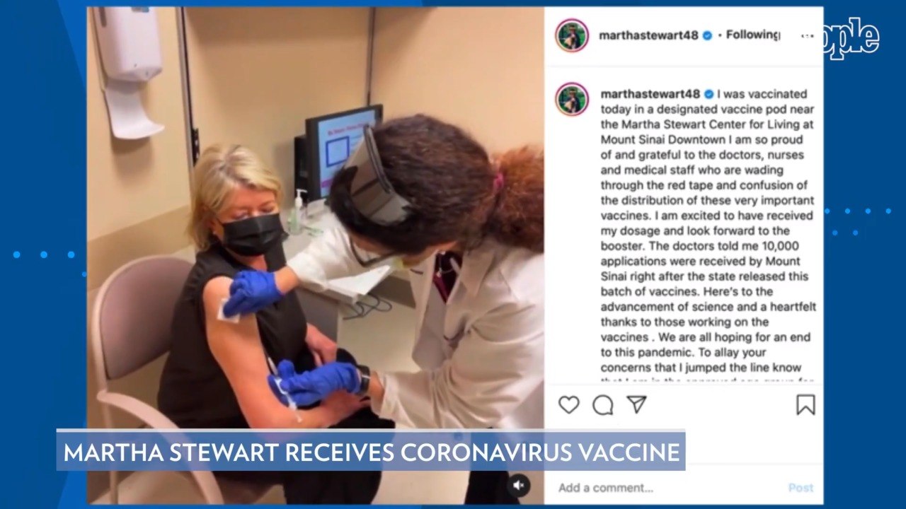 Martha Stewart Gets First Dose of COVID Vaccine, Says She 'Waited in Line with Others'