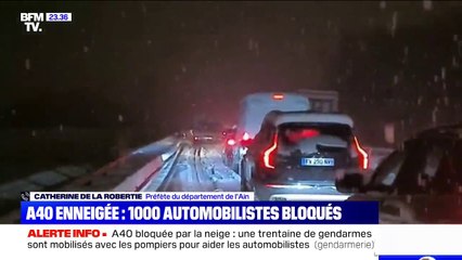 A40 enneigée: selon la préfète de l'Ain, "les manœuvres de dégagement vont prendre une partie de la nuit"