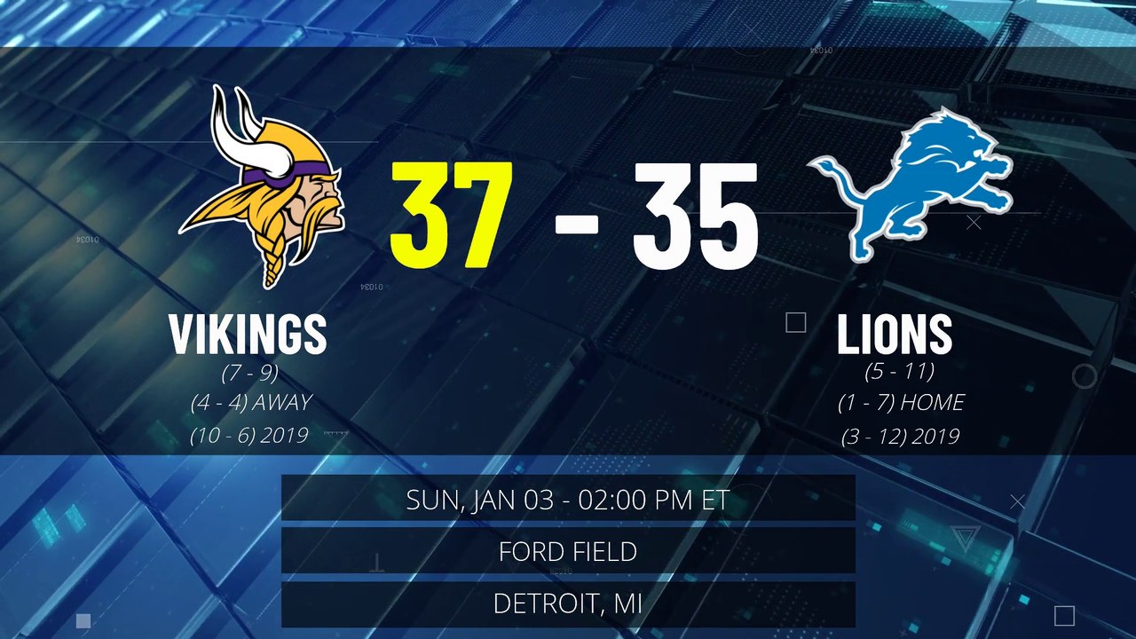 Vikings Lions Game Recap for SUN, JAN 03 0200 PM ET EST video