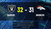 Raiders @ Broncos Game Recap for SUN, JAN 03 - 05:25 PM ET EST