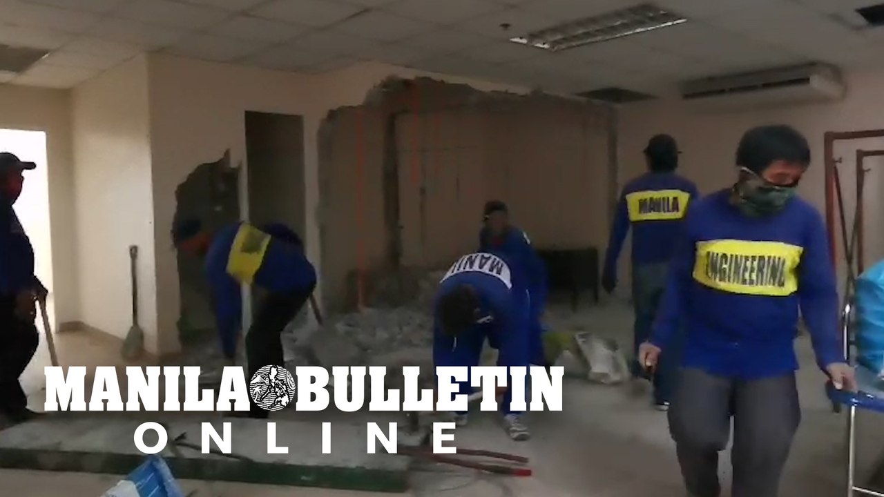Sta. Ana Hospital Manila starts to demolish one of their rooms that will serve as a vaccine facility