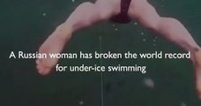 Yekaterina Nekrasova, buzun altında 85 metre yüzerek dünya rekoru kırdı