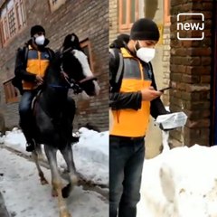 Amazon Delivery Man Drops Off Orders On A Horse In Snow-Capped Srinagar