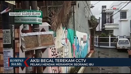 Download Video: Terekam CCTV Begal Bersenjata Parang Hendak Rampas Tas Perempuan