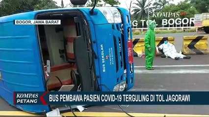 Bus Pembawa Pasien OTG Covid-19 Terguling di Tol Jagorawi, Sopir Diduga Kelelahan