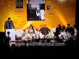 Ramesh Sippy, Sheena Sippy, Abhishek Bachchan, Sameera Reddy at 'Lights, camera, Masala' release