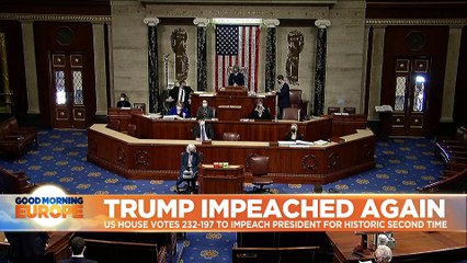 Watch: House votes to impeach Donald Trump with just a week to go before he is due to step down