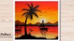 How to draw beautiful sunset painting for beginners step by step __ Pallavi Draw