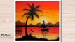 How to draw beautiful sunset painting for beginners step by step __ Pallavi Draw