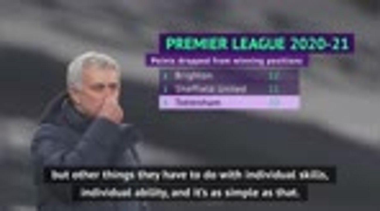 Mourinho questions 'individual ability' of Spurs defenders after Fulham draw