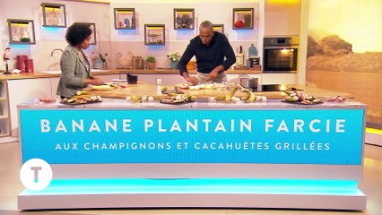Bananes plantain farcies aux champignons et cacahuètes grillées