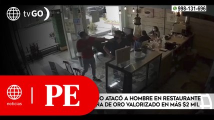Delincuente armado atacó a hombre en restaurante para robarle su cadena | Primera Edición