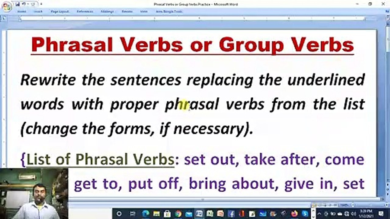 Phrasal Verbs or Group Verbs Practice