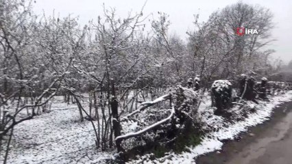 Düzce’de kartpostallık kar görüntüleri