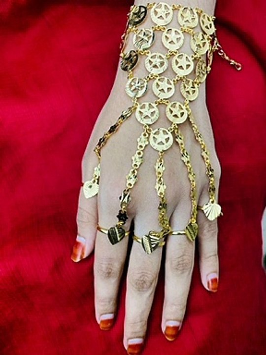 Latest Trendy Hand  Bracelet  with   Ring Chains / Braidal Collection
