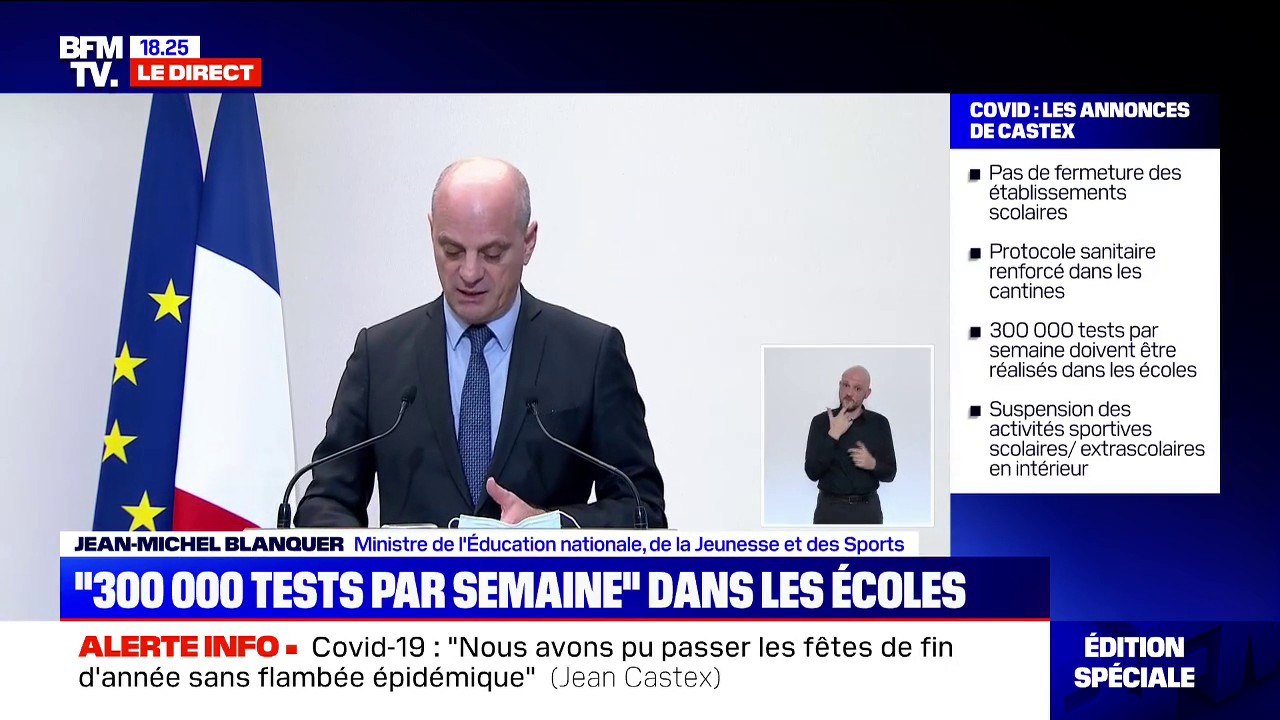 Jean-Michel Blanquer: Toutes les pratiques sportives d'intérieur sont "suspendues en milieux scolaire et extrascolaire"