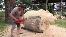 Oso tallado en madera