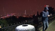 İstanbul'da beklenen kar yağışı etkili oldu, Çamlıca'ya lapa lapa kar yağdı